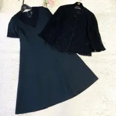 美品✨東京ソワール　マザーズドレス　ミモレ　セットアップ　11号　結婚式　黒