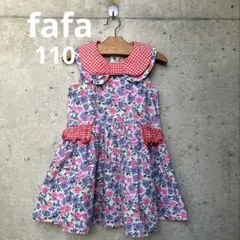 fafa 110サイズ ワンピース チュニック ホワイトフラワー 花柄