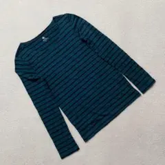 earth music&ecology カットソー 長袖 グリーン ボーダー S