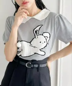 ♡Loueme 襟付きバニーパフスリーブトップス♡