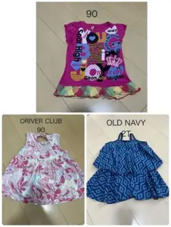 ORIVER CLUB &OLD NAVY サンドレス、カラフルロゴシャツ 90