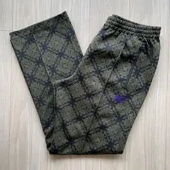 美品 needles トラックパンツ 総柄 グリーン ダマスク