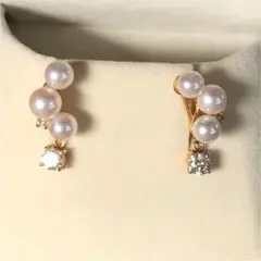 TASAKI /18kベビーパール/翠高ダイヤモンド計0.3ct/イヤリング