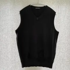 美品✦UNIQLO プレミアムコットンブレンドVネックニットベスト L 黒