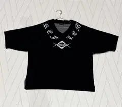 【完売品】『REFLEM/レフレム』Thorn eyeニットTシャツ黒Vネック