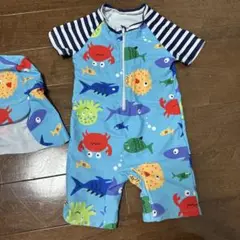 水着と帽子セット 海の生物デザイン