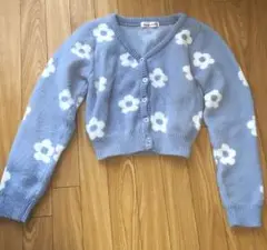 【着画あり】Popteenコラボフラワージャガードニットカーディガン