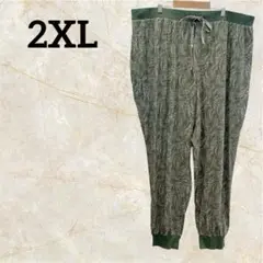 ルームウェア 【2XL】グリーン系柄入り 部屋着　パジャマ ゆったりサイズ