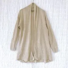 2878 UNIQLO リネンブレンド　カーディガン　羽織り　麻　ロング　M