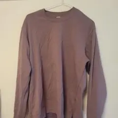パープル 長袖シャツ クルーネック