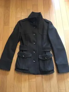 H&M スタンドカラー ハーフコート オリーブカラー