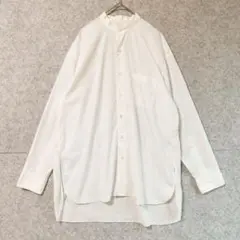 日本製【エディション】 バンドカラー コットン ロング シャツ (F) ホワイト