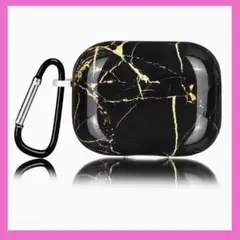 ❤️限定1品❤️ 大理石パターンAirpods proブラック 黒ケースカバー