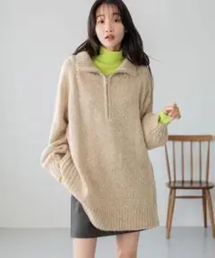 ꕤꕤꕤローリーズファーム/ハイZIPミックスニットミニワンピース