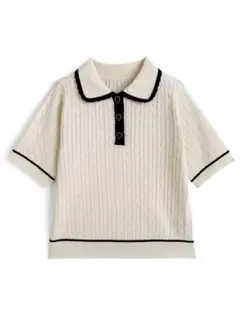 GRL ハートボタンケーブルポロニットトップス so26