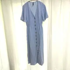 ZARA ライトブルー 半袖ロングワンピース