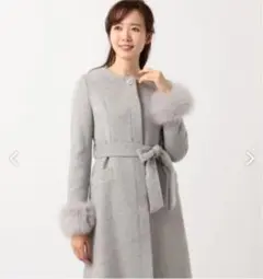 フェルウ★モッサエレガントウールコート ロングコート ノーカラーコート