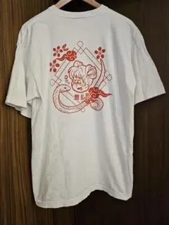 REMEMBER リメンバー Tシャツ　チャイナ　白×赤　L