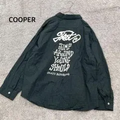 【COOPER クーパー】タギングロゴ チェックビックシャツ グリーン 長袖