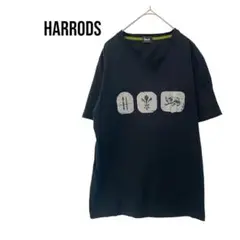 ハロッズHARRODS Vネック半袖Tシャツ　プリント　メンズレディース　英国
