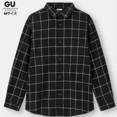 GU フランネルリラックスフィットシャツ ブラック チェック柄 Mサイズ