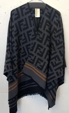 FENDI (フェンディ) FF柄 ズッカ ストールポンチョ ブラック