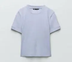 新品　ZARA リブTシャツ　ブルー
