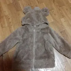 クマ耳フリースパーカー ベージュ
