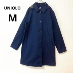 UNIQLO M ブロックテック ステンカラーコート ネイビー フード付き
