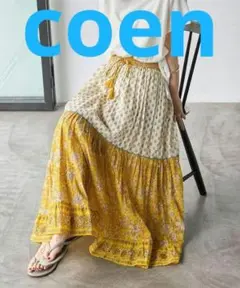 coen　MARKET（マーケット）サラサプリントティアードスカート　総柄フレア