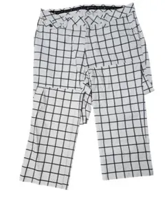 超美品お買い得ホワイト/ブラック チェック柄 GOLFパンツ