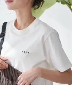 未使用品 coen クルーネック USAコットン COENロゴ刺繍Tシャツ L