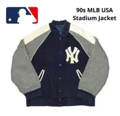 MLB yankees ヤンキース スタジャン USA製 レザー切替 両面