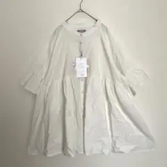 新品未使用　Naflat 半袖ブラウス　フリルスリーブ　4L 綿コットン