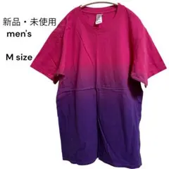 【美品・未使用】men's　半袖Tシャツ　ピンク×パープル　Mサイズ