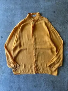 90s ノーカラーシルク長袖シャツ ヴィンテージ 古着