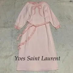 Yves Saint Laurent ピンク リボン ベルト ロングワンピース