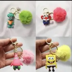 スポンジ・ボブ キーホルダー ファー付き 大人気商品　海外輸入品