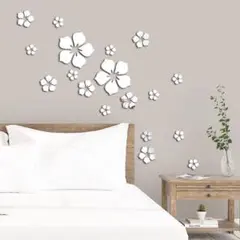 ウォールステッカー 桜 フラワー 花びら アクリル立体ステッカー シルバー