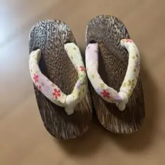 木製花柄鼻緒草履