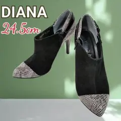 ▼DIANA ダイアナ◎ショートブーツ ブーティー(24.5)スウェード 型押し