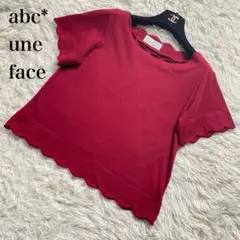 アーベーセーアンフェイス　スカラップカット　Tシャツ　ブラウス　レッド　フリー