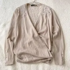 【ダーマコレクション】2WAYカシュクールセーター カーディガン後レース異素材Ｍ