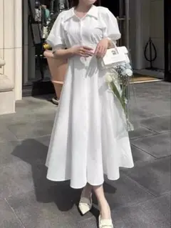HerliptoVienna Volume Sleeve Shirt Dress