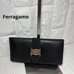 【極美品】サルヴァトーレフェラガモ 長財布 ブラック ヴァラリボン レザー 金具