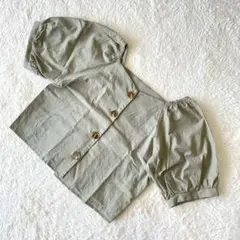 アプレジュール【F】シャツ カーキ グリーン 半袖 大きなボタン パフスリーブ