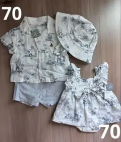 babyGAP 双子　セットアップ　サファリ柄　６点セット　70 6-12m
