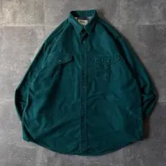 90s Eddie Bauer シャモアクロスシャツ XL 緑 A232