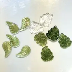 パーツクラブ♪リーフ　ビーズ♪葉っぱ　色々♪セット♪クリア・グリーン