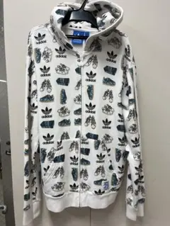 adidas アディダス　スニーカー柄 パーカー Lサイズ